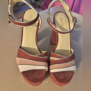 Michael Kors Burgundy and Blush Heeled Sandals Sz 9